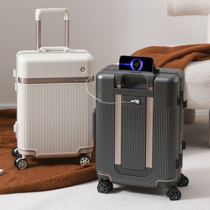 Aluminum Frame Carry On Luggage - 20/22/24/26インチトラベルスーツケース、スピナーホイール付き多機能アルミフレームPCラゲージ、機内持ち込み可能