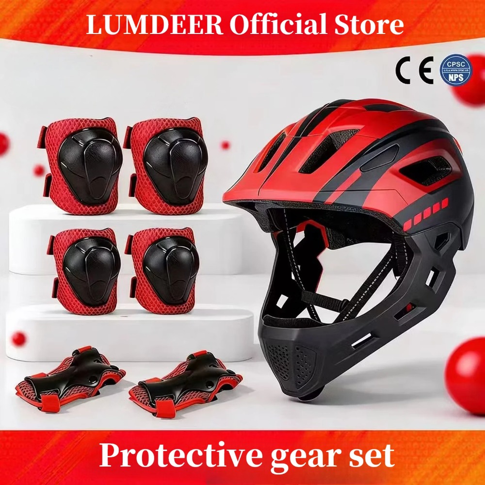 Kids Ride On Suitcase Scooter - LUMDEER キッズMTBヘルメット 保護ギアセット フルフェイス 取り外し可能 アウトドアスポーツ用