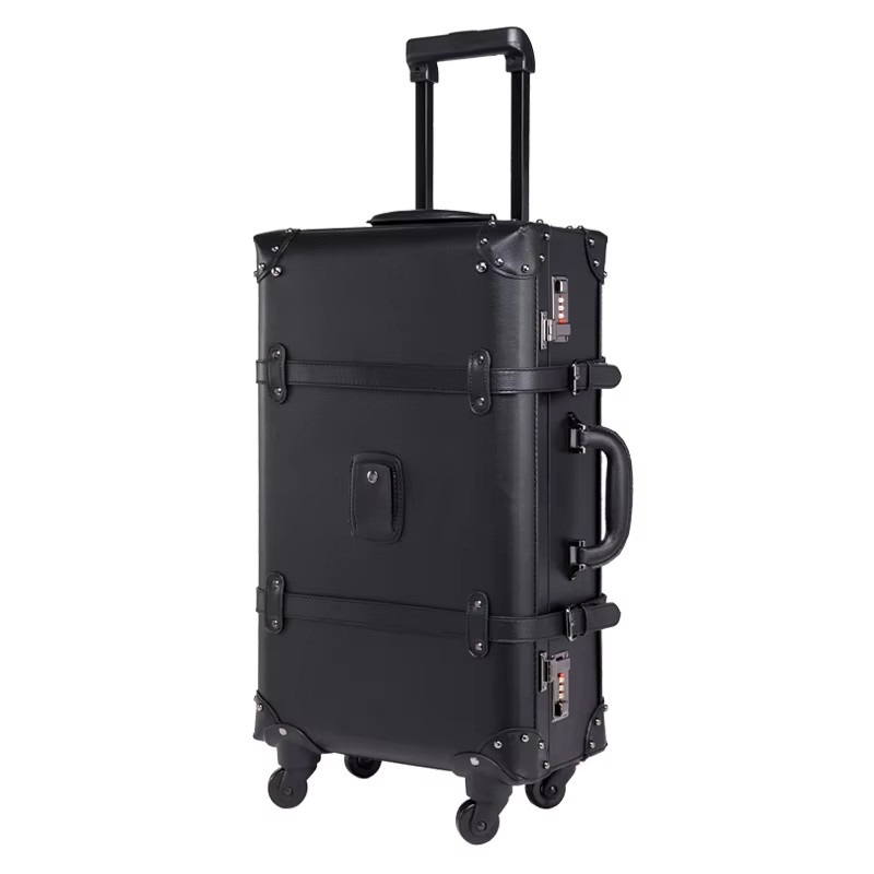 Retro Vintage Trunk Suitcase - 新しいレトロなローリング荷物スピナーブランドヴィンテージレザースーツケース車輪付き女性トロリートラベルバッグ男性トランク機内持ち込み荷物