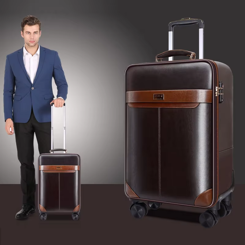 Spinner Wheel Rolling Suitcase 20 Inch - プレミアムレザーローリングラゲッジセットスピナー 24 インチレトロメンズビジネスホイールスーツケース 20 インチキャビンパスワードトロリースーツケース