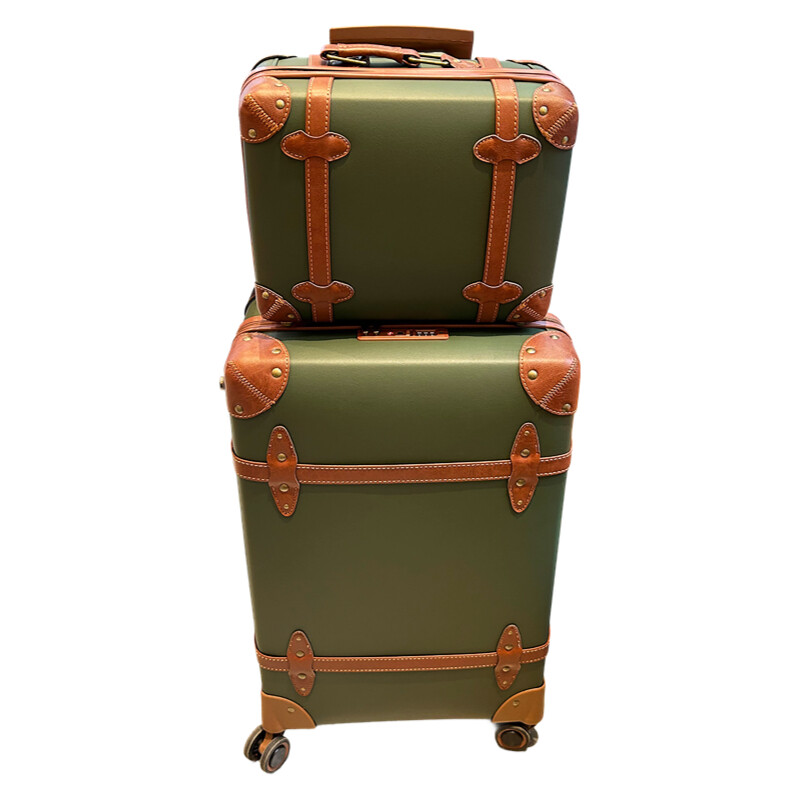 Retro Vintage Trunk Suitcase - ヴィンテージ PU レザースーツケース女性のためのレトロなデザイン 20 インチ機内持ち込み 24/28