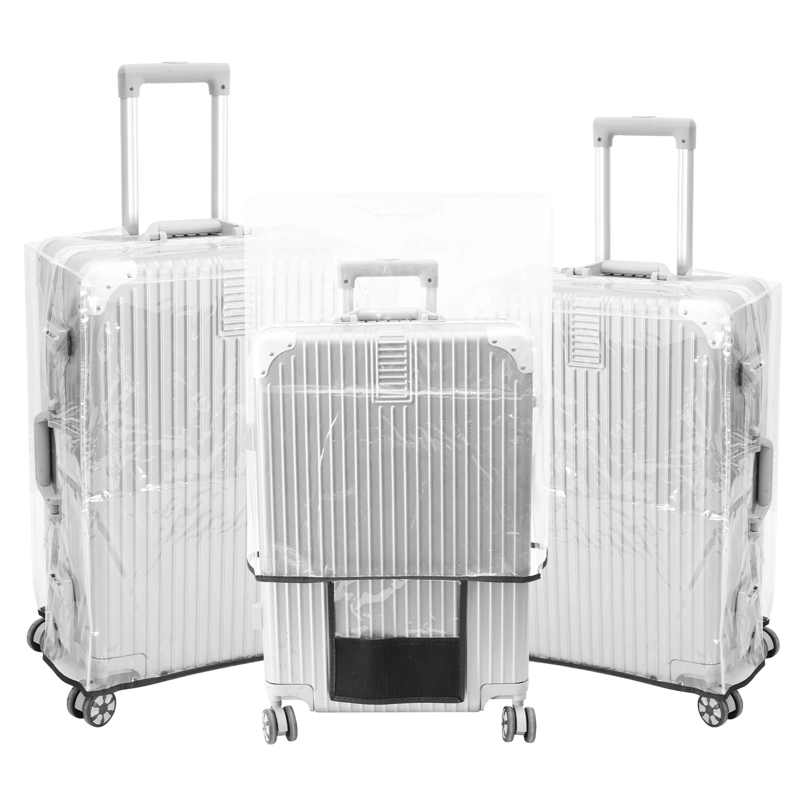 Luggage Protective Cover Transparent - 3 個透明 PVC 荷物保護カバー 20/24/28 インチクリアホイール付きスーツケースカバープロテクター耐摩耗性アウターカバー新