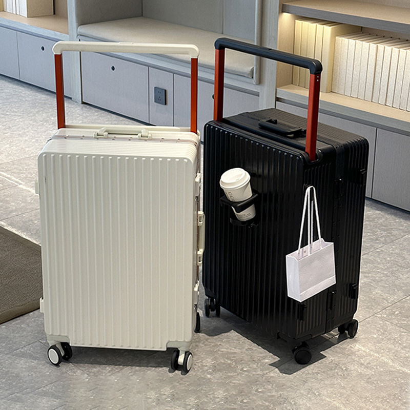 Aluminum Frame Carry On Luggage - 新型ワイドハンドル付きキャリーケース、カップホルダー付き旅行用スーツケース、20インチアルミフレーム機内持ち込み荷物、26インチ