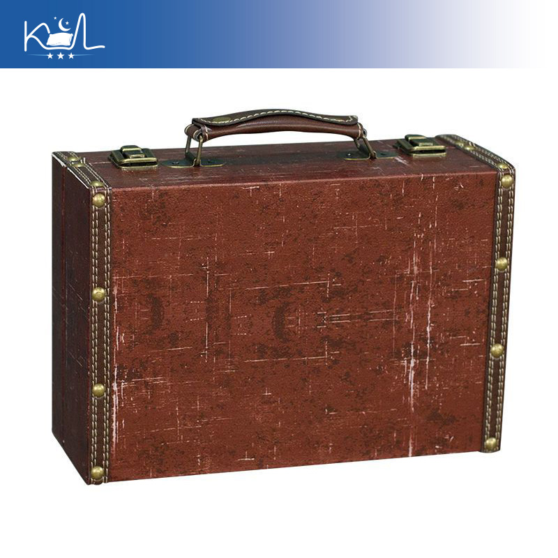 Retro Vintage Trunk Suitcase - ヴィンテージレッド装飾スーツケース収納ボックス、アンティーク調大容量レトロ荷物箱、家の装飾用、迅速発送