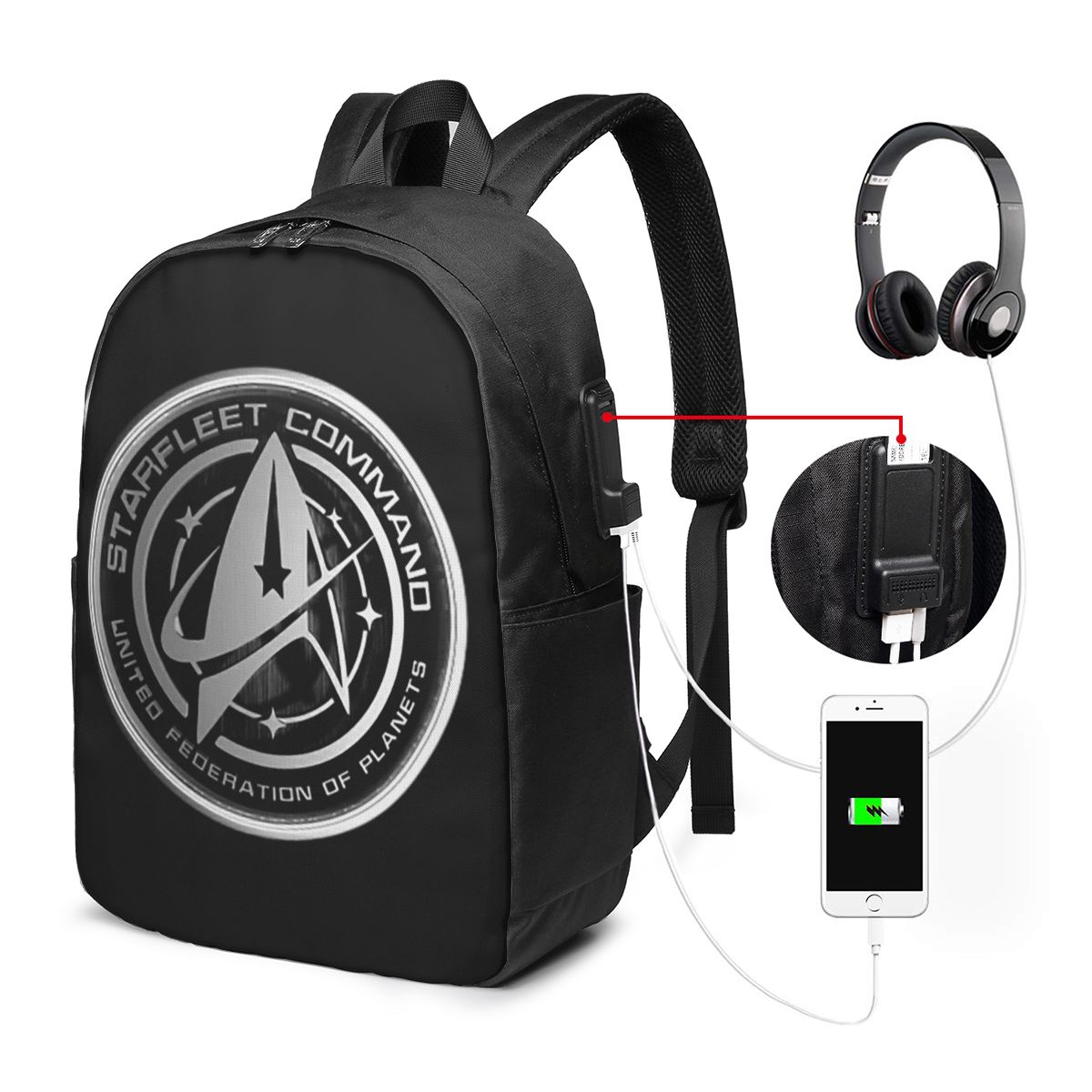 Travel Bags - スタートレック SF テレビシリーズ バックパック トラベルノートブックバッグ コンピューター