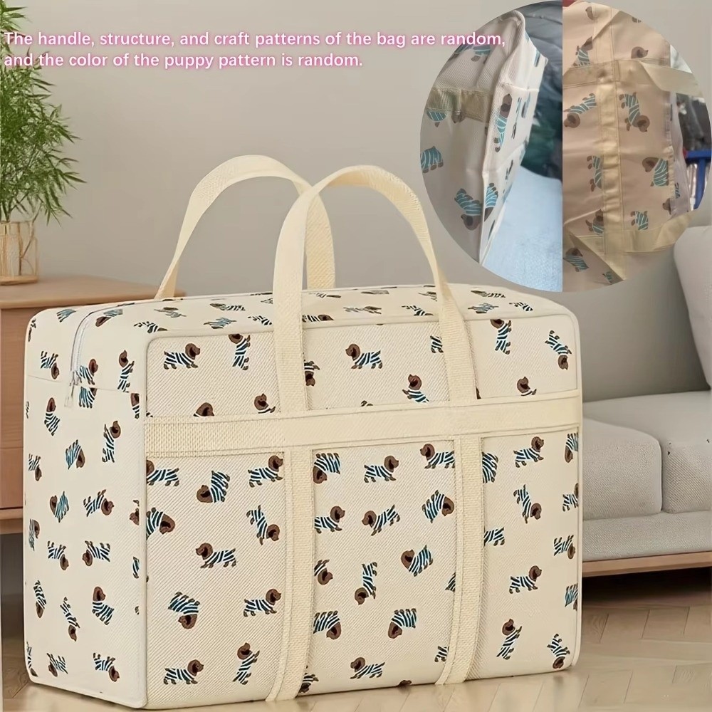 Foldable Rolling Luggage Bag - 新しい省スペース収納バッグ折りたたみ式耐久性のあるポリエステルバッグ子犬柄荷物オーガナイザー旅行用
