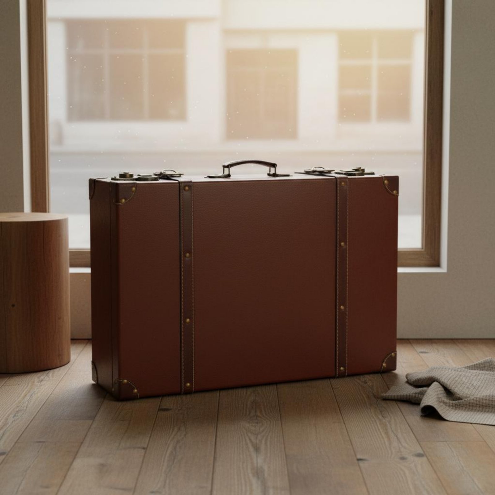 Retro Vintage Trunk Suitcase - 3ピースヴィンテージスーツケースセット写真撮影用小道具レトロレザートランクセットヴィンテージスーツケースボックス多目的家の装飾ギフト-すぐに贈りられます