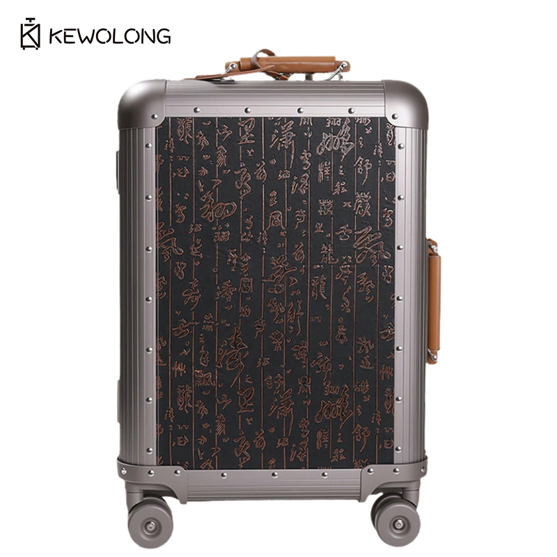 Spinner Wheel Rolling Suitcase 20 Inch - フルアルミマグネシウム合金製スピナースーツケース 20/24インチ、中国風ハードサイドキャリーオンラゲージ、360度回転機能付き ° サイレントホイールズ