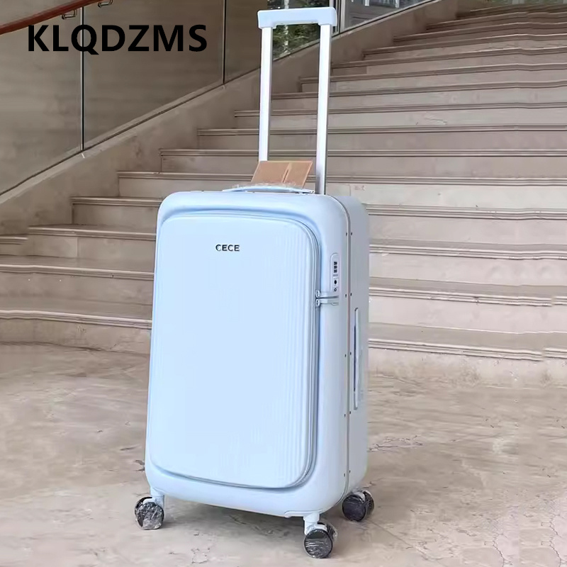 Aluminum Frame Carry On Luggage - KLQDZMS 24インチ28インチ機内持ち込み旅行用荷物フロントオープンラップトップ搭乗ケースアルミフレームトロリーケース20インチローリングスーツケース