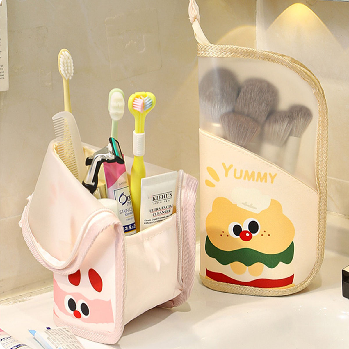 Cosmetic Bags - 1 個化粧品バッグトラベルスタンド収納メイクアップ下着オーガナイザー女性メイクアップポーチポータブルトイレタリー美容ケース