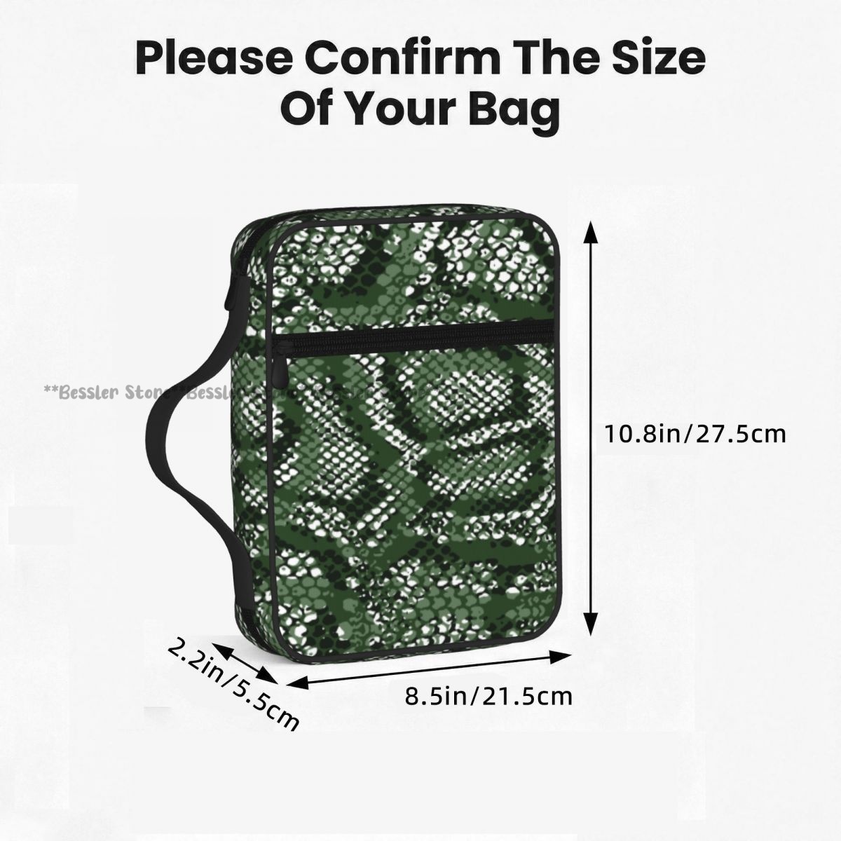 緑の蛇皮模様の聖書バッグ、ジッパーハンドル付きハンドバッグ、 - Handbags のレビューと価格