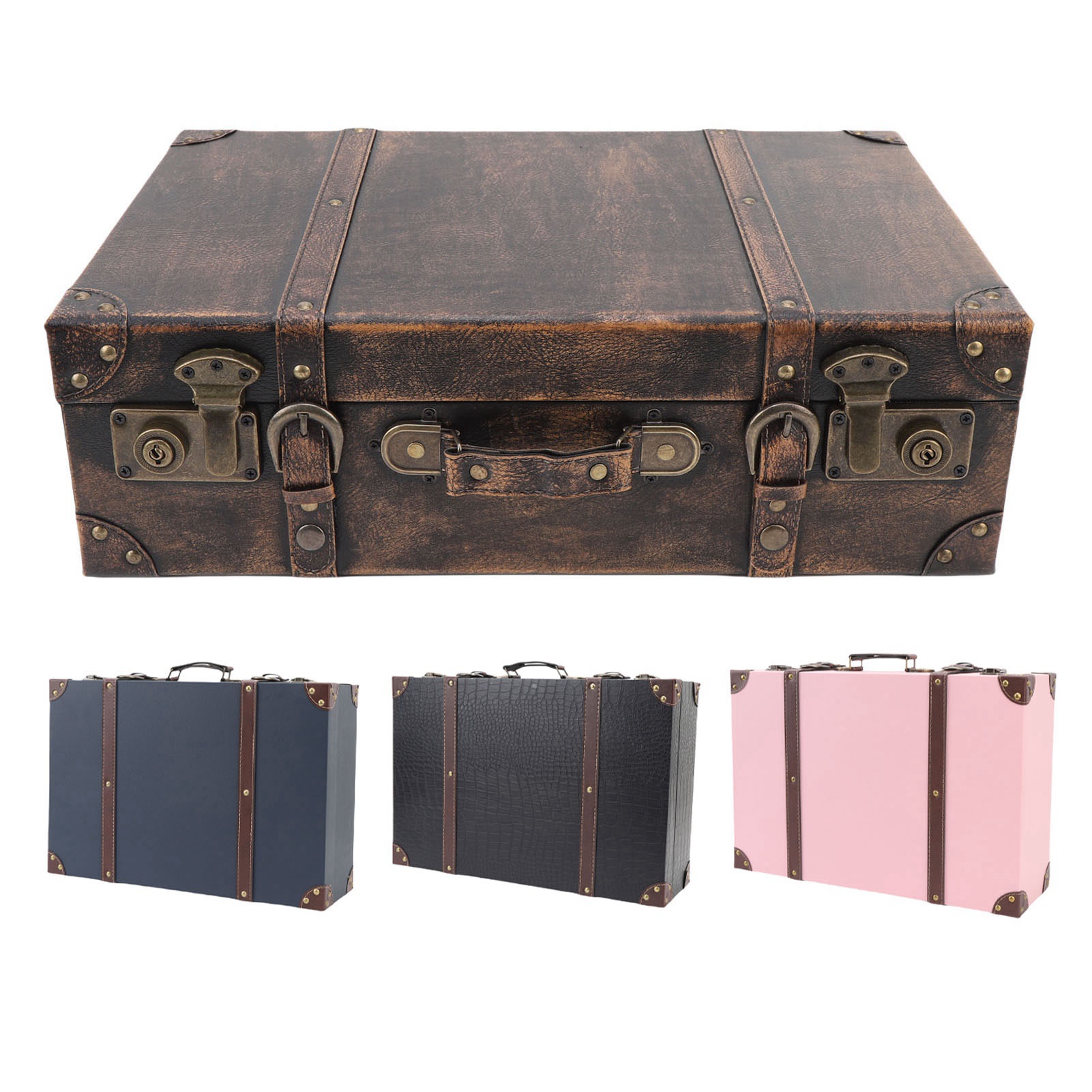 ヴィンテージスーツケースボックス トラベルスタイル装飾収納  - Retro Vintage Trunk Suitcase のレビューと価格