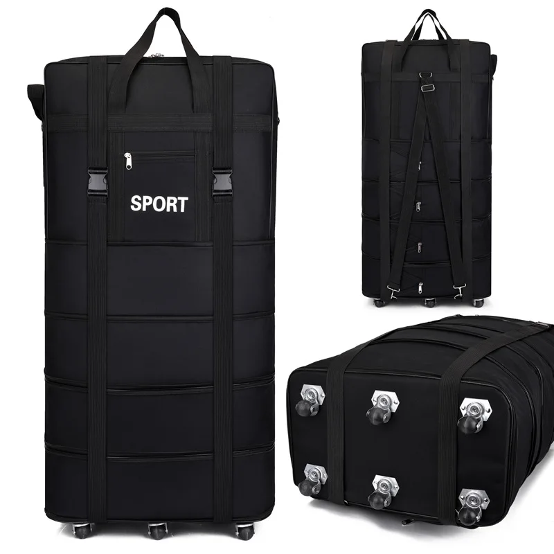 プラスエアラインチェックバッグ オックスフォード 大容量 旅 - Foldable Rolling Luggage Bag のレビューと価格
