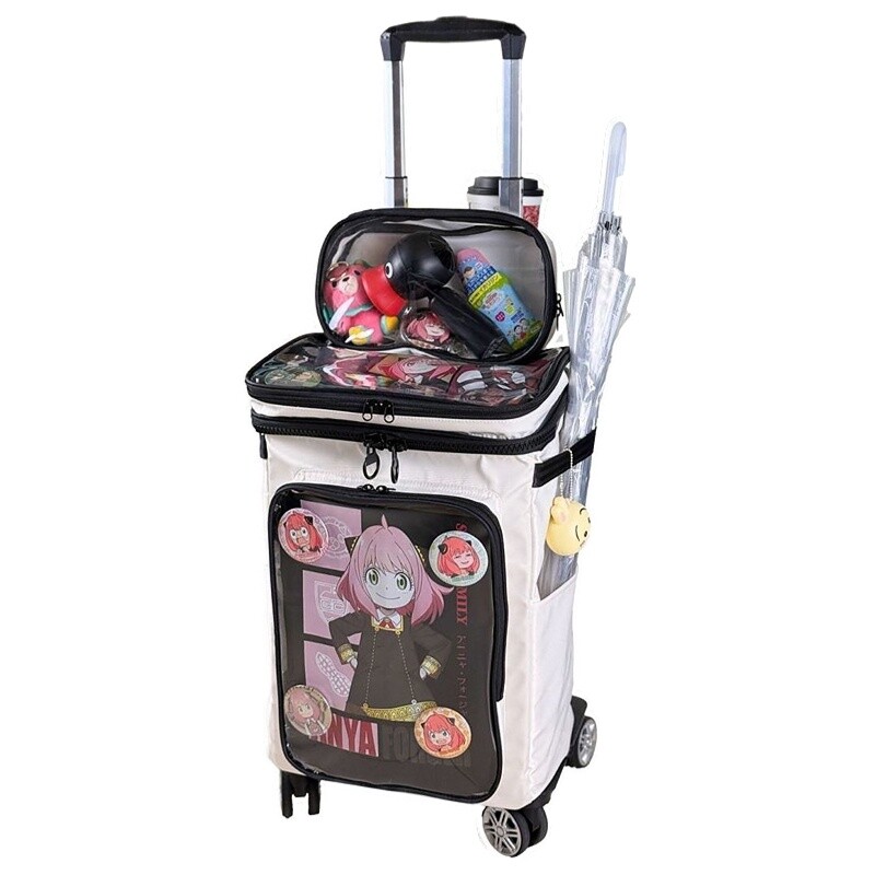 原宿風漫画透明スーツケース 20インチ、クリアPVCキャビン - Spinner Wheel Rolling Suitcase 20 Inch のレビューと価格