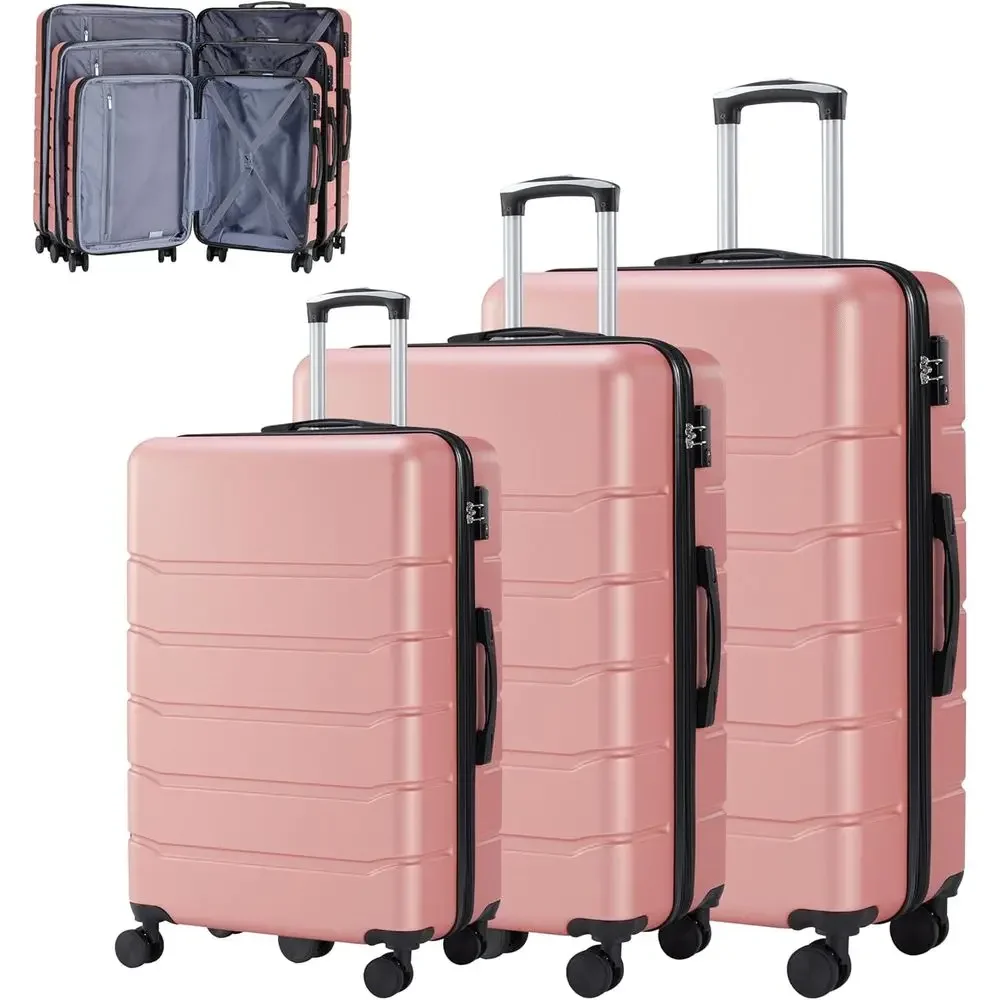 3ピース大型スーツケースセット、ダブルスピナーホイール、TS - Expandable Hard Shell Luggage Set のレビューと価格