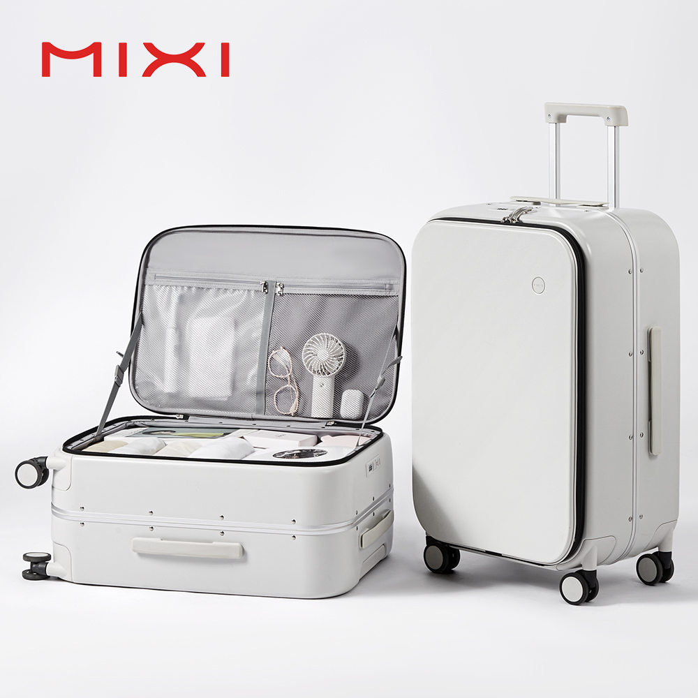 Mixi 新型PCアルミフレームスーツケース フロントオープ - Aluminum Frame Carry On Luggage のレビューと価格