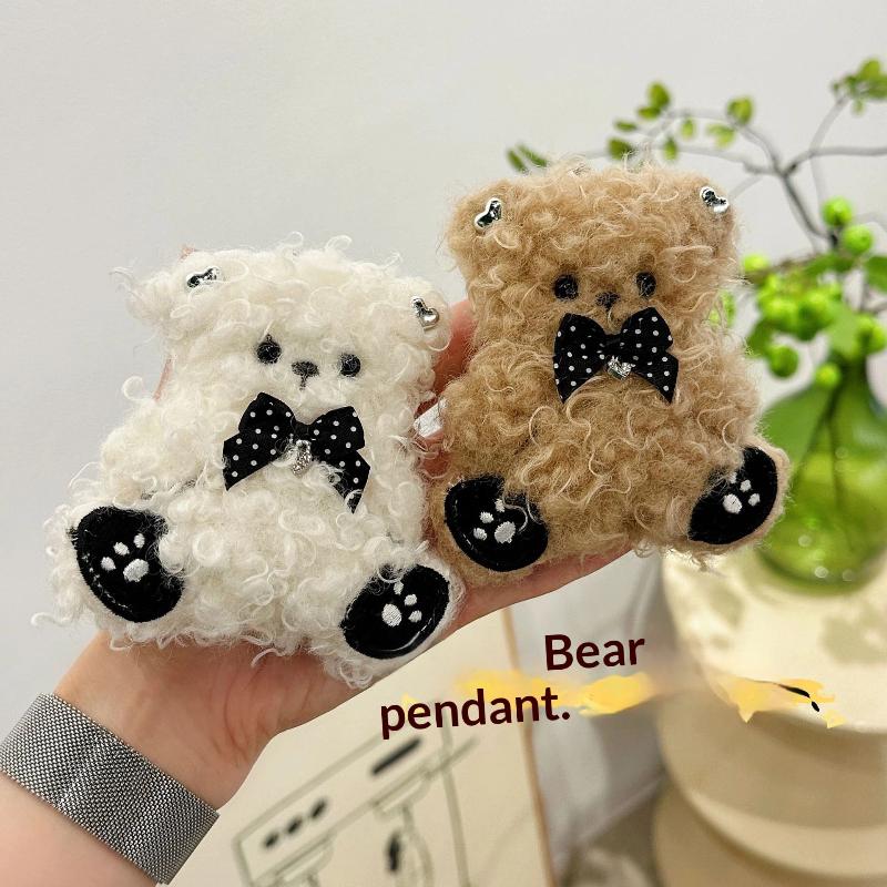 かわいい巻き毛のぬいぐるみクマのキーホルダー、漫画風の柔らか - Backpacks のレビューと価格