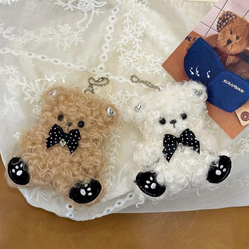 かわいい巻き毛のぬいぐるみクマのキーホルダー、漫画風の柔らか - Backpacks のレビューと価格