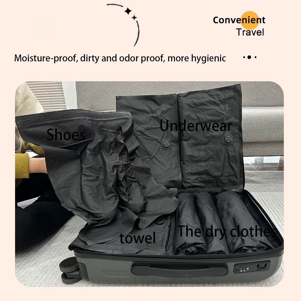 再利用可能なハンドロール式真空バッグ 防塵ポータブル真空圧縮 - Luggage のレビューと価格