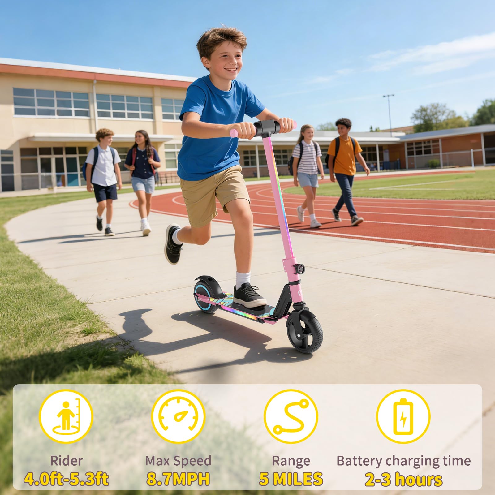 SIMATE 子供用電動スクーター（6歳～14歳）、LEDデ - Kids Ride On Suitcase Scooter のレビューと価格