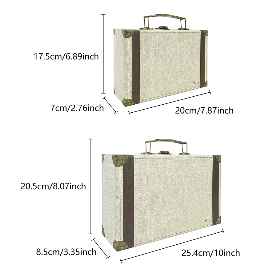 2個セット ヴィンテージスーツケース風収納ボックス 蓋付き  - Retro Vintage Trunk Suitcase のレビューと価格