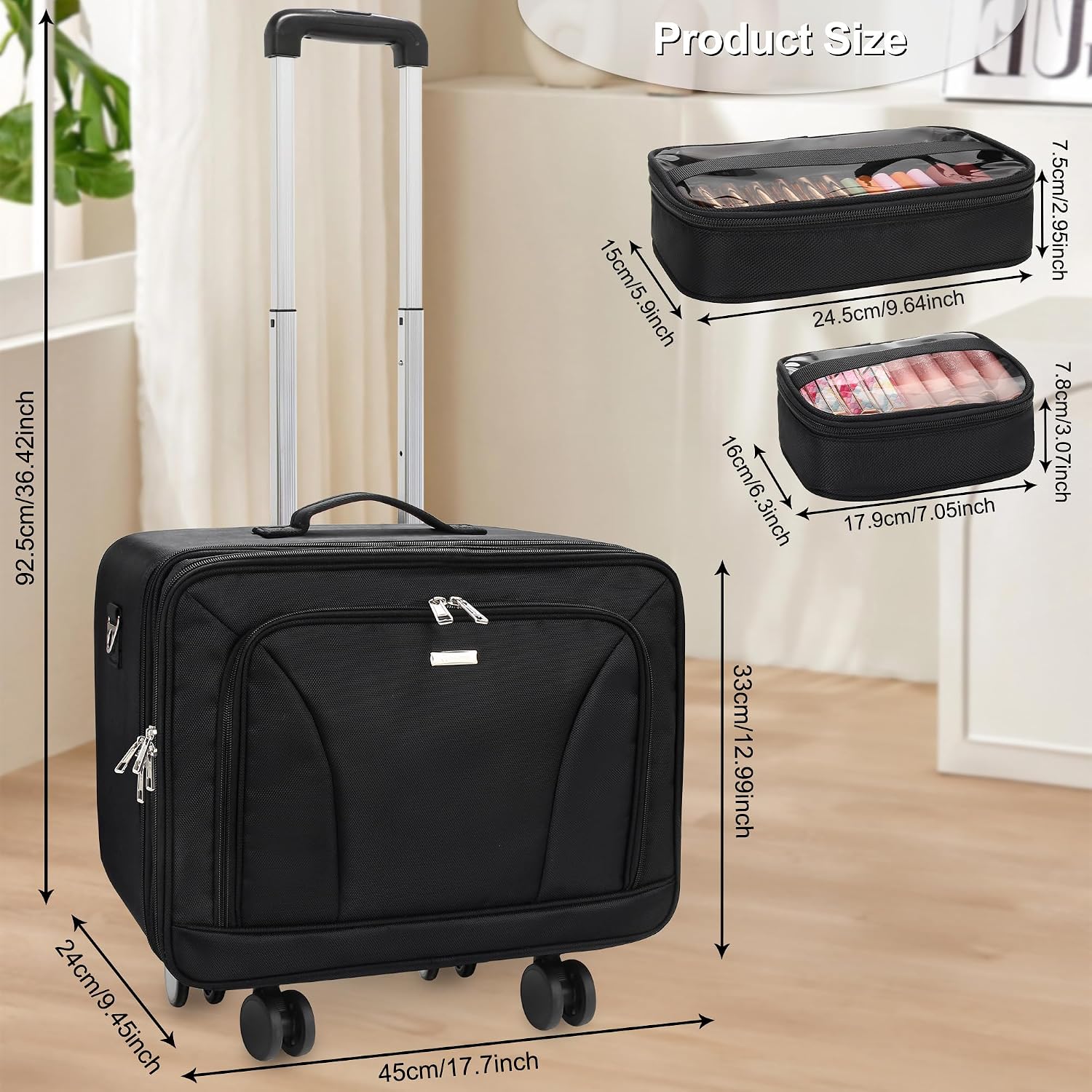 特大サイズの回転式メイクアップトラベルトレインケース（360 - Travel Bags のレビューと価格