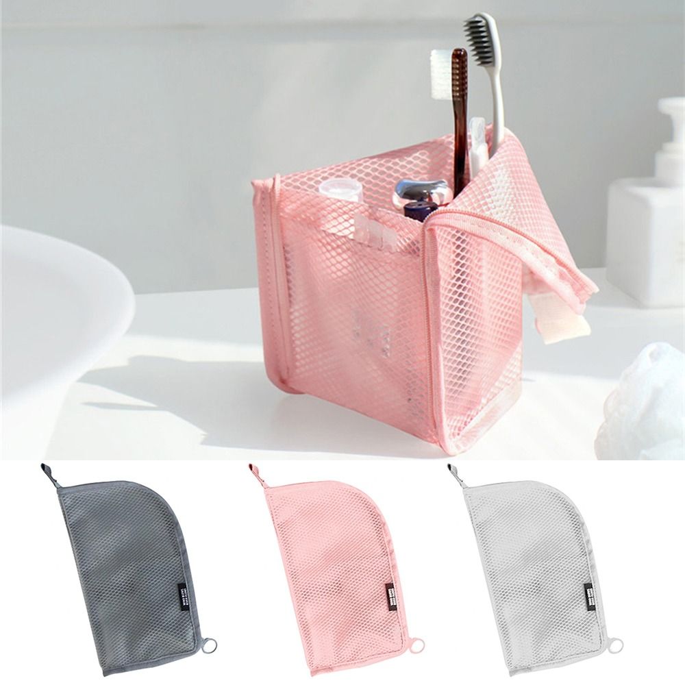 ポータブルスタンドメイクブラシバッグメッシュジッパー化粧品バ - Cosmetic Bags のレビューと価格