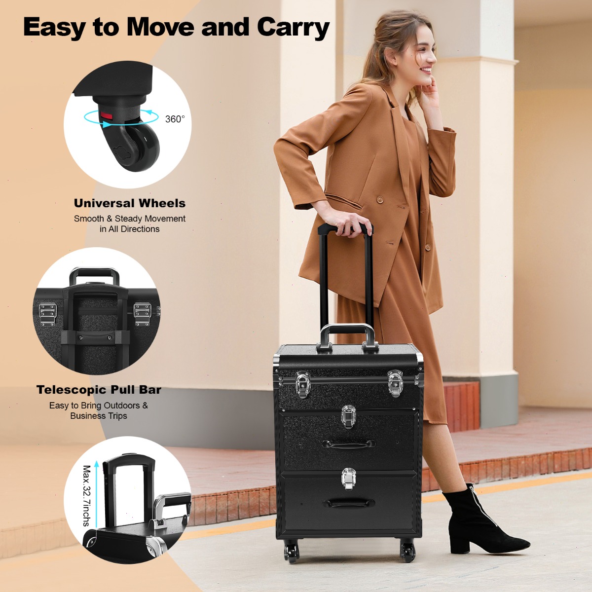 プロ用メイクアップトレインケース、メイクアップアーティスト・ - Backpacks のレビューと価格