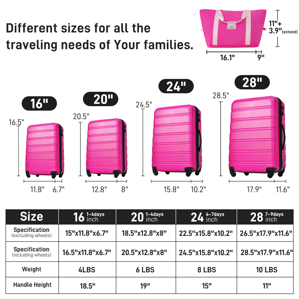 4ピース拡張可能なハードシェルラゲージセット：スピナーホイー - Expandable Hard Shell Luggage Set のレビューと価格
