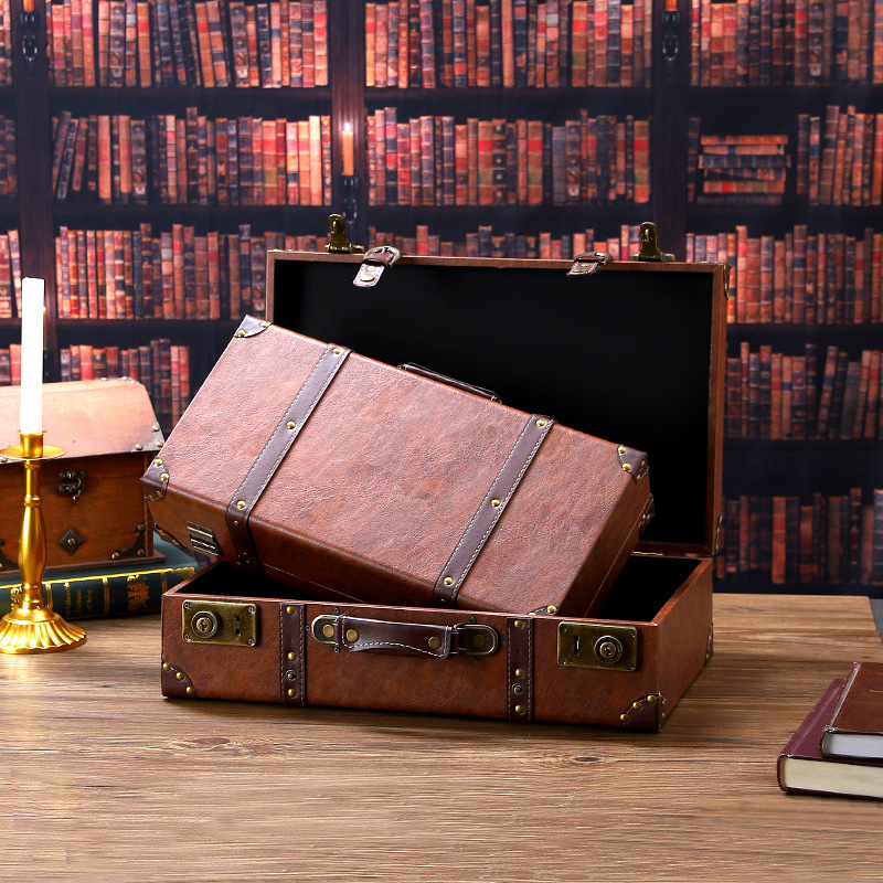 ヴィンテージ木製スーツケース多機能レトロ収納ボックス小売ディ - Retro Vintage Trunk Suitcase のレビューと価格